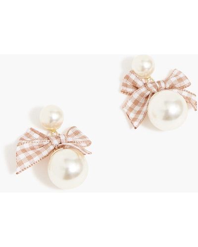 J.Crew Pearl And Bow Statement Earrings - White