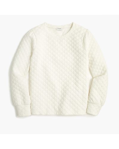 J.Crew Puff-sleeve Quilted Pullover Sweatshirt - White