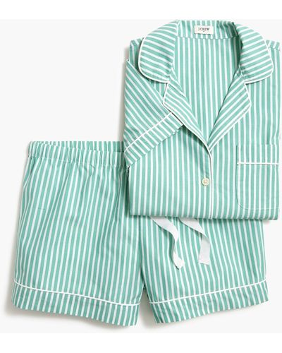 J.Crew Cotton Short Pajama Set - Green