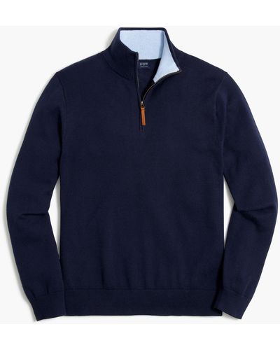 J.Crew Cotton Half-zip Sweater - Blue