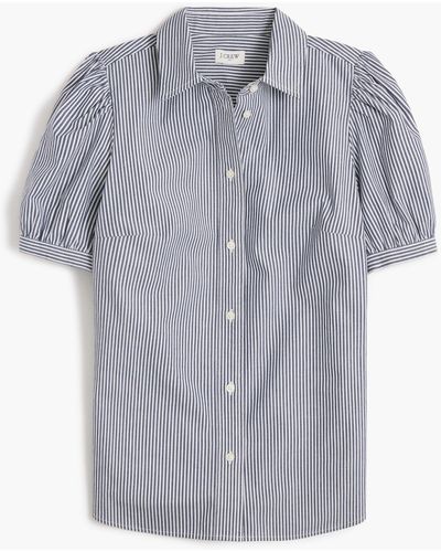 J.Crew Striped Puff-sleeve Button-up - Gray