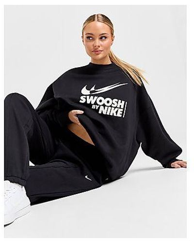 Nike Swoosh Oversized Crew Sweatshirt - Nero