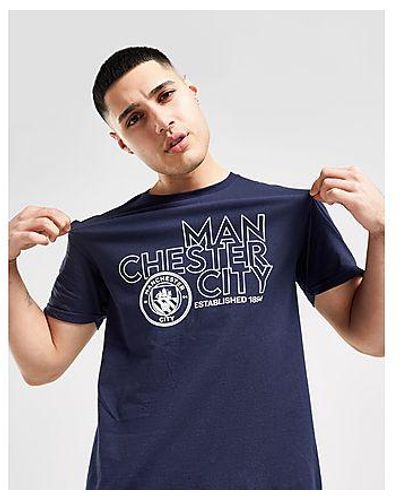 Official Team Manchester City Fc Stack T-shirt - Blue