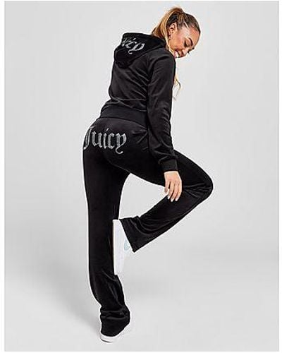 Juicy Couture Diamante Logo Velour Joggers - Black