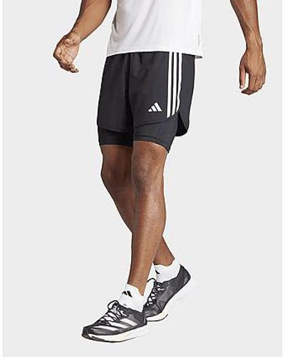 adidas Own The Run 3-stripes 2-in-1 Shorts - Black