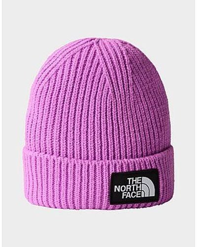 The North Face Logo Box Cuffed Beanie - Purple