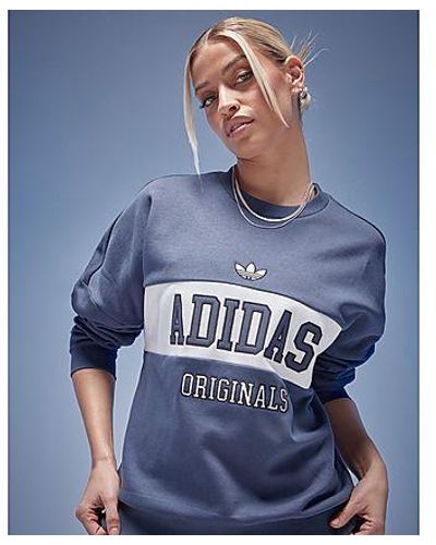 adidas Originals Varsity Panel Crew Sweatshirt - Blue