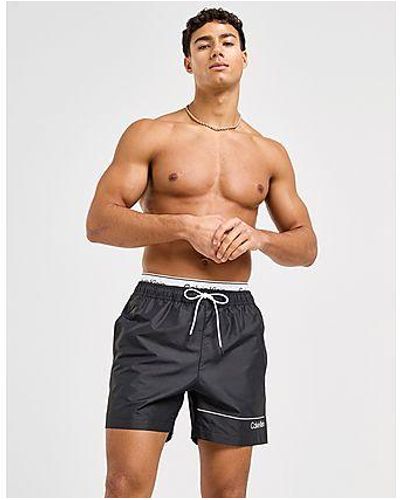 Calvin Klein Double Waistband Swim Shorts - Black