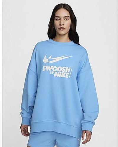 Nike Swoosh Oversized Crew Sweatshirt - Blue
