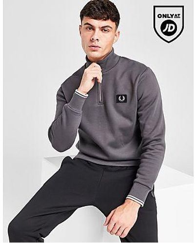 Fred Perry Sweatshirt Zippé 1/4 Badge - Noir