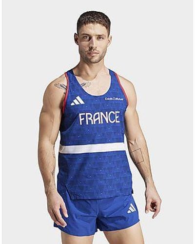 adidas Team France Athletisme Singlet Men - Blue