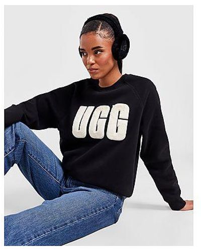 UGG Fuzzy Logo Crew Sweatshirt - Black