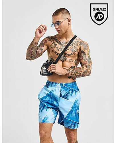 adidas Originals Palm All Over Print Swim Shorts - Blu