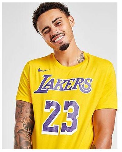 Nike Lakers Lebron James Dri Fit Yellow Short Sleeve #23 Tee Shirt Mens  Medium
