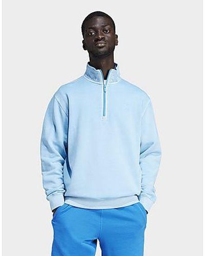adidas Sweat-shirt ras-du-cou demi-zip teint Trèfle Essentials+ - Bleu