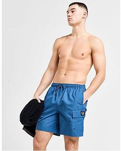 Fred Perry Badge Cargo Swim Shorts - Blue