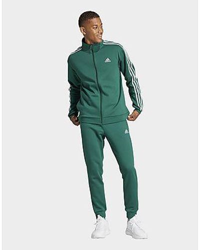 adidas Basic 3-stripes Fleece Track Suit - Green