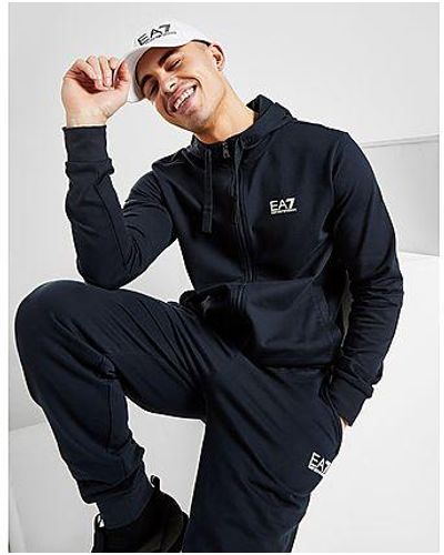 EA7 Core French Terry Hooded Tracksuit - Black