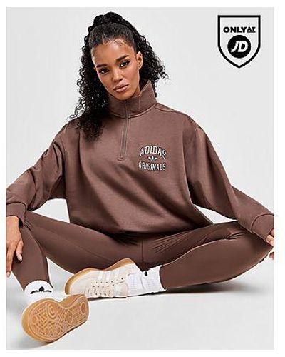 adidas Originals Varsity 1/4 Zip Sweatshirt - Marrone