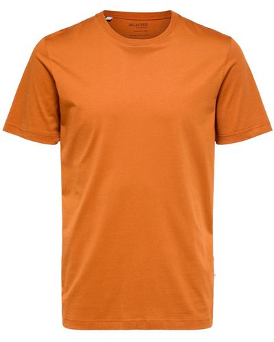 SELECTED Rundhals T-Shirt SLHNORMAN180 - Orange