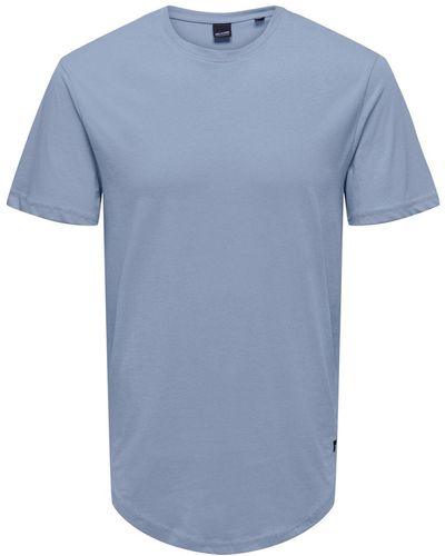 Only & Sons Kurzarm Rundhals T-Shirt ONSMATT LIFE LONGY - Blau