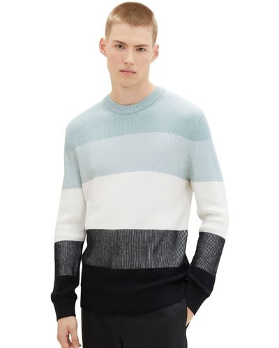 Tom Tailor Rundhals Pullover STRUCTURED COLORBLOCK - Grau