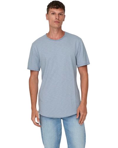 Only & Sons Rundhals T-Shirt ONSBENNE LONGY - Blau