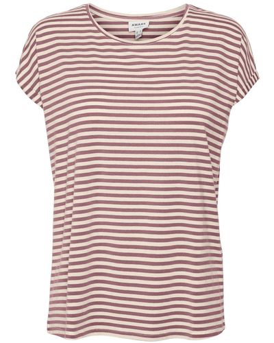 Vero Moda T-Shirt VMAVA PLAIN STRIPE - Pink