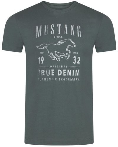 Mustang T-Shirt Mehrfarbig Rundhals Regular Fit S bis 6XL - Grau
