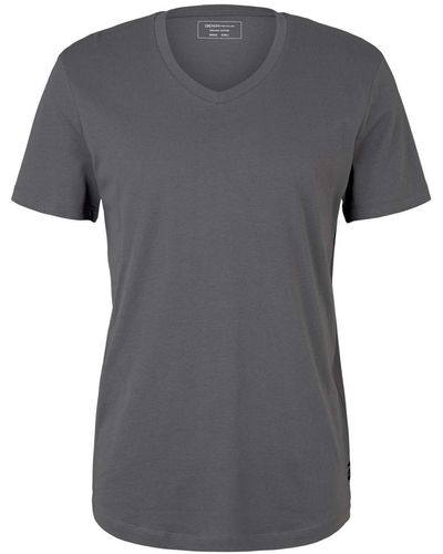Tom Tailor Denim T-Shirt V-NECK Regular Fit - Grau