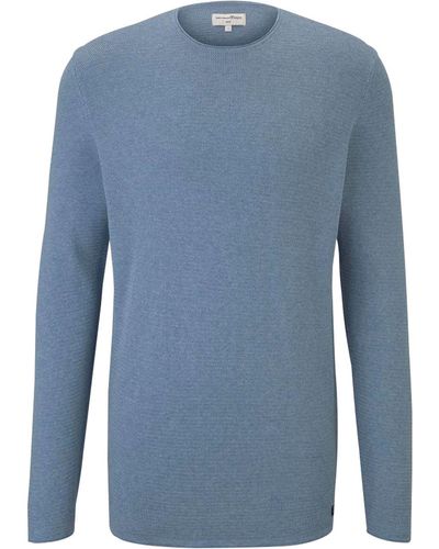 Tom Tailor Rundhals Pullover mit Struktur - Blau