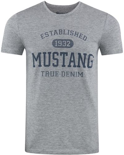 Mustang T-Shirt Print Tee 1008229 - Grau