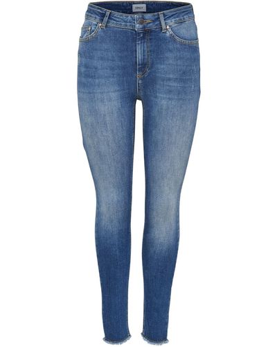 ONLY Jeans onlBLUSH MID ANK RAW JEANS REA1303 - Blau