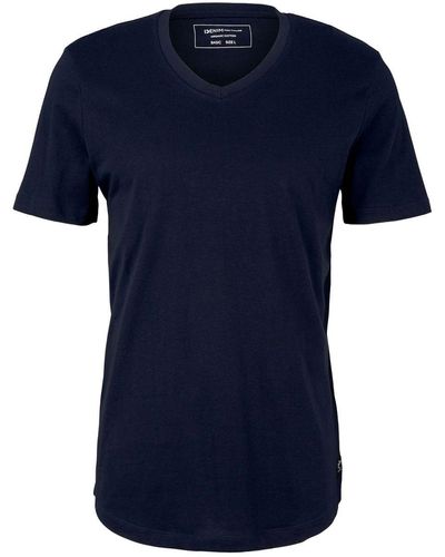 Tom Tailor T-Shirt V-NECK Regular Fit - Blau