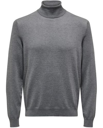 Only & Sons Pullover ONSWYLER LIFE ROLL NECK - Grau