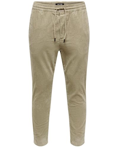 Only & Sons Sweatpant ONSLINUS CROPPED CORD - Natur