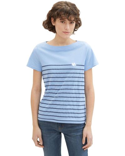 Tom Tailor T-Shirt BOAT NECK STRIPE - Blau