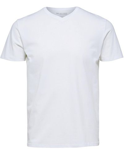 SELECTED V-Neck T-Shirt SLHAEL - Weiß