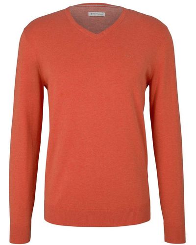 Tom Tailor Rundhals Pullover Basic V-Neck - Orange