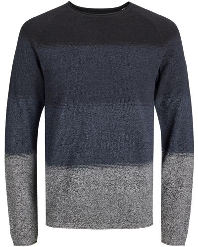 Jack & Jones Sweater Pullover mit Rundhals Ausschnitt JJEHILL - Blau