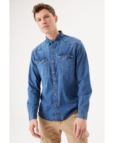 Garcia Denim Overhemd Medium Used - Blauw