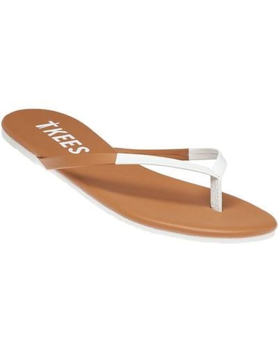 TKEES Tips-05 Sand/white Leather Flip Flop - Brown