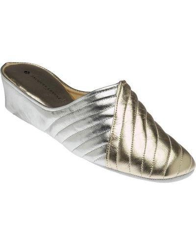 Jacques Levine 1221 Gold and Silver Leather Slippers - Metallic