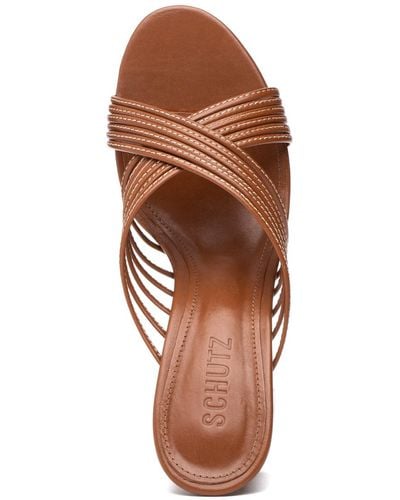 SCHUTZ SHOES Evangeline Sandal New Wood Leather - Orange