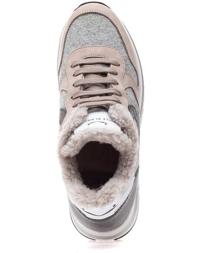 Voile Blanche Maran Fur Sneaker Cream Gray - White