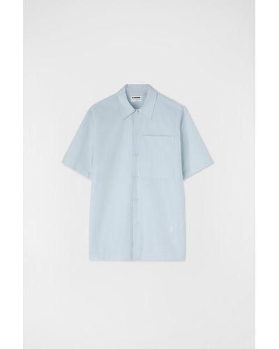 Jil Sander Friday Am Cotton Stripe Short-sleeve Shirt - Blue