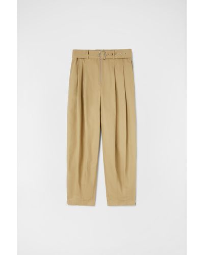 Jil Sander Belted Pants - Natural