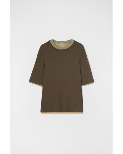 Jil Sander T-shirt con design a strati - Verde