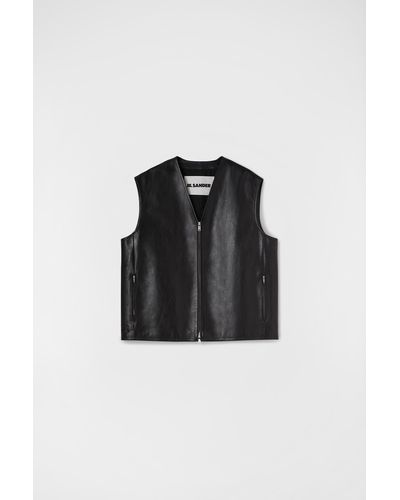 Jil Sander Leather Vest - Black