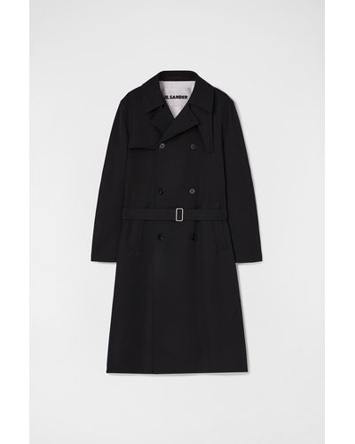 Jil Sander Belted Coat For Male - Black